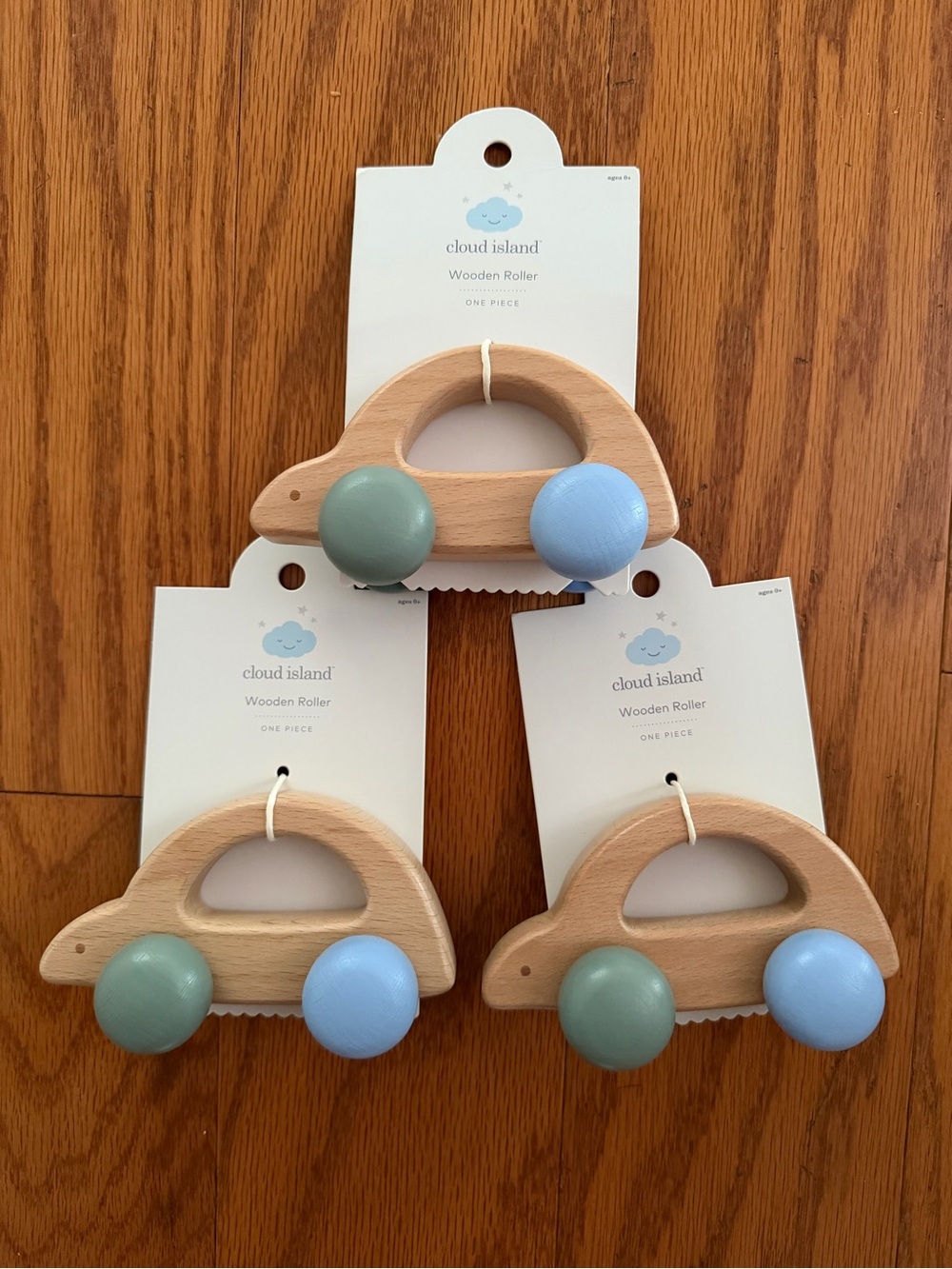 Brand new lot of 3 cloud island Wooden Car Roller Toy Cars Wheels Imaginative